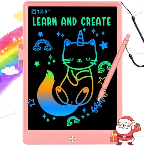 BUKEBU LCD Writing Tablet,12.5 inch Colorful Doodle Board for Kids (Pink)
