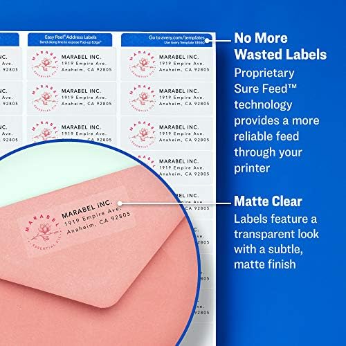 Avery® Printable Return Address Labels, 0.5" x 1.75", Matte Clear, 2,000 Blank Mailing Labels (08667)