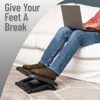 Mind Reader Foot Rest, Under Desk at Work, Ergonomic, Height Adjustable, Office, Plastic, 17" L x 13" W x 6.25" H, Set of 2, Black