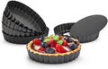 Beasea 4 Inch Mini Quiche Pan Set of 6, Non-Stick Tart Pan with Removable Bottom Round Mini Pie Pans for Oven Baking, Quiche Cheese Cakes