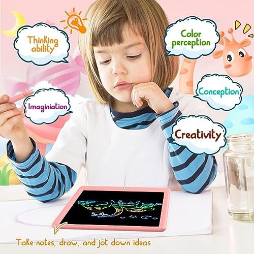 BUKEBU LCD Writing Tablet,10.5 inch Colorful Doodle Board for Kids Pink
