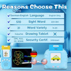 Writing Drawing Tablet with Talking German Flash Cards - Blue