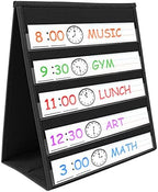 EAMAY Desktop Pocket Chart, Tabletop Teaching Classroom Pocket Charts Double-Side and self-Standing Pocket Chart for Kindergarten, Home Use or Classroom (Black) (Pack of 2)