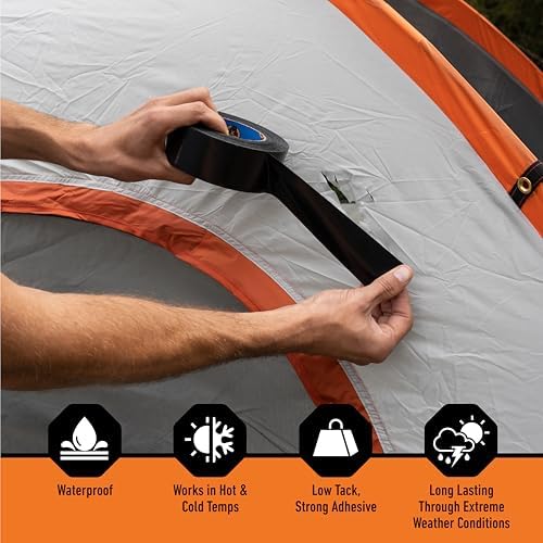 Gorilla All Weather Duct Tape, Black, 1.88" x 25 yd | UV Resistant | Waterproof | For Outdoor Repairs | 2-Pack, Pack of 6