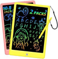 BUKEBU LCD Writing Tablet Doodle Board, Colorful Drawing Pad, Electronic Drawing Tablet, Drawing Pads,Travel Gifts for Kids Ages 3 4 5 6 7 8 Year Old Girls Boys (10.5 inch, Pink+Yellow)