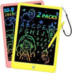 BUKEBU LCD Writing Tablet Doodle Board, Colorful Drawing Pad, Electronic Drawing Tablet, Drawing Pads,Travel Gifts for Kids Ages 3 4 5 6 7 8 Year Old Girls Boys (10.5 inch, Pink+Yellow)
