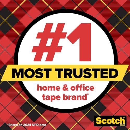 Scotch Transparent Tape, Clear Tape Engineered for Office and Home Use, 3 Inche Core, 1 in x 2592 in, 3 Rolls (Pack of 12)