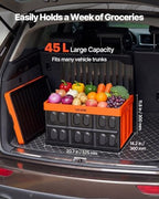 VEVOR Plastic Collapsible Storage Bins with Lids, 45L 3Packs, Stackable Folding Storage Crates with Handles, Holds 44 lbs Per Bin, Heavy Duty Containers, Space-Saving Baskets, for Home Organizing