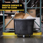 Rubbermaid Commercial Products Bulk Cube Truck with Wheels, Black, Transport up to 600 lb. of Waste/Laundry/Linen/Supply/Packaging Material for Hospital/Hotel/School