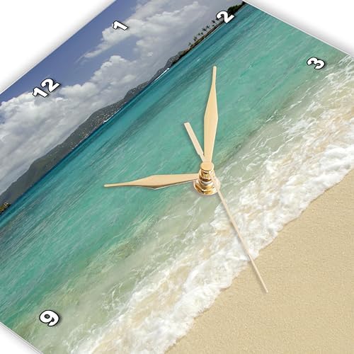 3dRose Wall Clock Silent - 15 inch - USVI, St.Thomas, St. John Bay, Sapphire Beach-CA37 CMI0040 - Cindy Miller Hopkins - Beaches