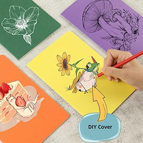 24 Pack Blank Notebook & Journal Bulk, Multi Cover, Unlined Plain Thick Paper, A5 Size, 5.5x8.3 inch, 60 Page, Small Sketchbook Subject Note Pad Set for Women Men Kids Traveler Student Office