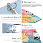 Rouidr 3 Ring Binder, 2 Inch Round Ring Binder Organizer with Clipboard, 5 Dividers Tabs, A4 8.5 x 11 Inch Paper & Clear Sleeves for School, Office Supplies