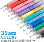 Solati 36 Colors Erasable Gel Pens, Fine Point 0.7mm Colored Erasable Pens, Make Mistakes Disappear, Assorted Color Inks for Writing, Journaling, Taking Notes, School Office Home (36 colors)