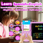 Writing Tablet with Bilingual Flash Cards for Kids, Spanish Pink