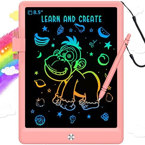 BUKEBU LCD Writing Tablet,8.5 inch Colorful Doodle Board for Kids (Pink)