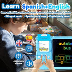 Writing Tablet with Bilingual Flash Cards for Kids, Spanish Blue
