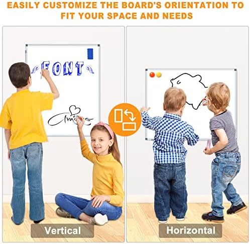 H-Qprobd Magnetic Whiteboard 24" x 18" Dry Erase White Board for Wall, Hanging Mounted Whiteboard with Aluminum Marker Tray