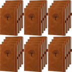 Qeeenar 24 Pack Leather Journals Bulk A5 Hardcover Notebooks, Brown