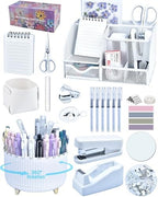 White Desk Accessories and Organizers with Desk Organizer and 360°Rotating Pen Holder stapler Pen and a Lot of Office White Office Supplies Beautifully Presented in a Gift Box