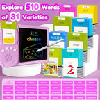 Writing Tablet with Bilingual Flash Cards for Kids, Korean, Pink