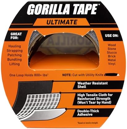GORILLA Ultimate Tape, High Tensile Cloth, 1.88" x 20yd, Black