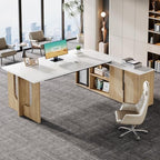 Tribesigns 74.8 Inch Executive Desk, L-Shaped Office Desk with Cabinet