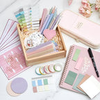 Jutom 110 Pcs Bible Study Supplies Bible Journaling Kit with Canvas Tote Bag Pen Case Notebook Highlighters Pen Sticky Note Tabs Page Markers Stickers Tape for Women Christian Christmas Gift(Pink)