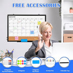 Calendar Whiteboard Dry Erase for Wall, 30" x 20" Month White Board Black