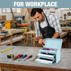 WORKPRO Portable Mini Metal Tool Box with 2 Drawers