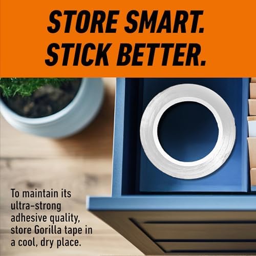 GORILLA Tape Tough & Wide, White, 2.88" x 25 yd, (Pack of 4)