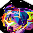 3dRose Wall Clock Silent - 10 inch - Colorful Portrait of a Pitbull Dog Doggy Pet - Dog