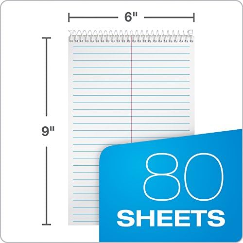 TOPS Steno Books, 6" x 9", Gregg Rule, 80 Sheets, 12 Pack (8020), White