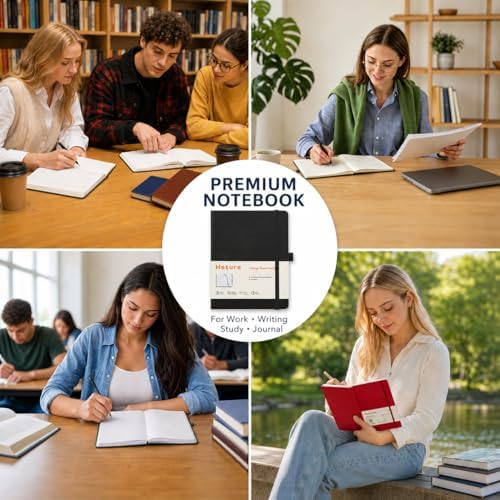 Heture Hardcover Notebooks, 6 Packs A5 Lined Journals Notebook for Writing 160 Pages, 8.2 x 5.5 inch, 6 Colors Classic Ruled Notebooks for College/Work/Travel (Fuchsia, 1 Pack)