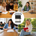 Heture Hardcover Black Notebooks, A5 Lined Notebook for Work 12 pack