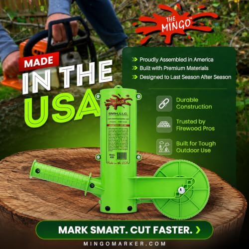 THE MINGO Ultimate Firewood Measuring Tool - Chainsaw Fire wood Marking Tool With Marking 14" Wheel - Log Paint Marker -Measuring Accessory For Chainsaw - Logging Accessory