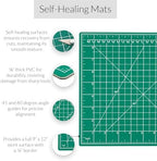 WA Portman Self-Healing Cutting Mat with Hobby Knife, 12'' Metal Ruler Set
