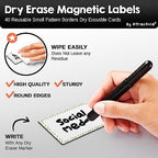 Attractivia Dry Erase Magnetic Labels 2.8 x 1.8 in, Pattern Borders, Small Dry Erase Magnets, 40-Pack, Colored Erasable Write-On All-Purpose Labels, for Office, Education, Home, Whiteboard