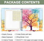 Rouidr 3 Ring Binder with clipboard, 1 inch 8.5 x 11 in Letter Size View Binders Organizer with Dividers Tabs & Clear Sleeves, School Supplies, Office Supplies