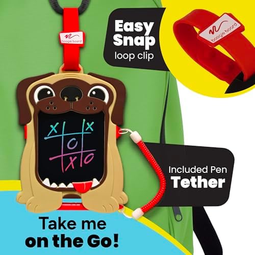 Boogie Board Sketch Pals Rosy Maple Moth 4” LCD Writing Tablet for Kids – Reusable Mess-Free Drawing Pad with Tethered Stylus – Clip-On Travel Doodle Board Toy – Ages 3+