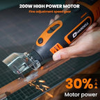 HARDELL 200W Corded Rotary Tool 8000-40000 RPM Flex Shaft Digital Display