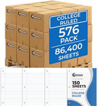 Rosmonde 86400 Sheets(Pallet) Loose Leaf Paper Bulk, 576 Pack,College Ruled