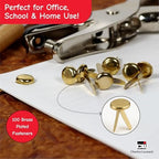Charles Leonard Fasteners, Round Head, Brass Plated, 1/2 Inch Shank, 8 MM Head, 100-Pack (2R-BP)