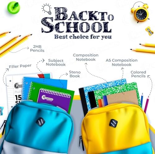Rosmonde 900 Sheets Loose Leaf Paper, 6 Pack, Wide Ruled Filler Paper