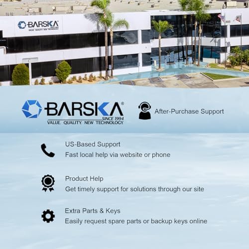 Barska Red Key Lock Breakable Glass Window Alarm Emergency Key Storage Lock Box with Attached Hammer for Home and Business