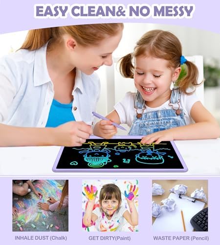 LCD Writing Tablet Doodle Board,16 Inch Colorful Drawing Pad for Kids,Mess Free Coloring for Toddlers Toys Gifts for 3 4 5 6 7 8 Year Old Girls Boys Home School Office Handwriting Tablet -Purple