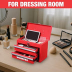 WORKPRO Portable Mini Metal Tool Box with 2 Drawers