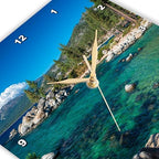 3dRose Wall Clock Silent - 10 inch - Boulders and Cove at Sand Harbor State Park, Lake Tahoe, Nevada, USA - Lakes