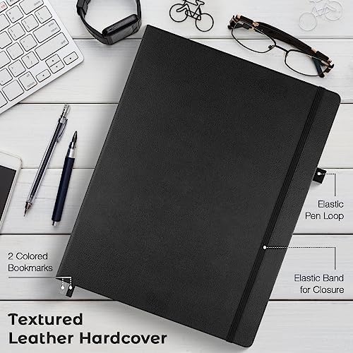 Graph Paper Notebook,Large 8.5 x 11 Hardcover Leather Journal for Women Men
