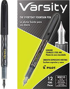 PILOT Precise Varsity Pre-Filled Fountain Pens, 1.0mm, Black Ink, 12-Pack