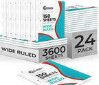 Rosmonde 3600 Sheets Loose Leaf Paper Bulk, 24 Pack, Wide Ruled Paper